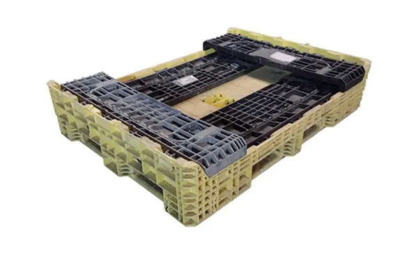 Reconditioned HPJ Industries 64" x 48" x 25" Mixed Color Bulk Container - 4 Drop Doors - Image 2