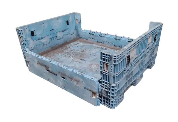 Reconditioned HPJ Industries 64" x 48" x 25" Mixed Color All Good Runner 64" Side Bulk Container - 2 Drop Doors - Image 3