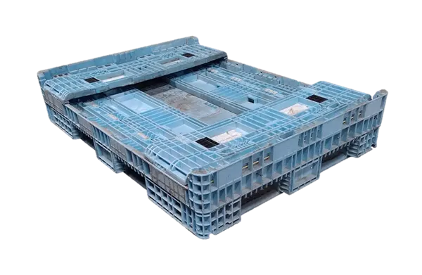 Reconditioned HPJ Industries 64" x 48" x 25" Mixed Color All Good Runner 64" Side Bulk Container - 2 Drop Doors - Image 2