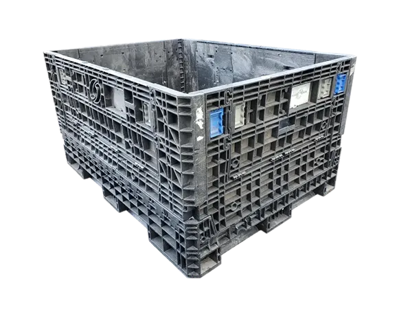 Reconditioned HPJ Industries 64" x 48" x 34" All Black All Good Original Runner HD/HDR Bulk Container - 4 Drop Doors