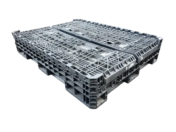 Reconditioned HPJ Industries 64" x 48" x 34" All Black All Good Original Runner HD/HDR Bulk Container - 4 Drop Doors - Image 2