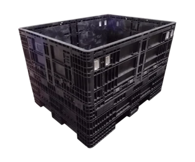 Reconditioned HPJ Industries 64" x 48" x 42" All Black All Good Runner Bulk Container - 2 Drop Doors