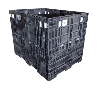 Reconditioned HPJ Industries 65" x 48" x 34" All Black All Good Runner Bulk Container - 4 Drop Doors