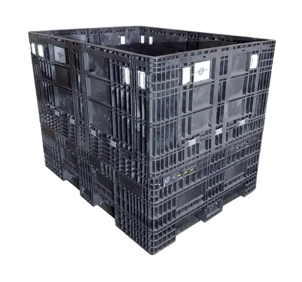 Reconditioned HPJ Industries 65" x 48" x 50" All Black All Good Runner Bulk Container - 4 Drop Doors