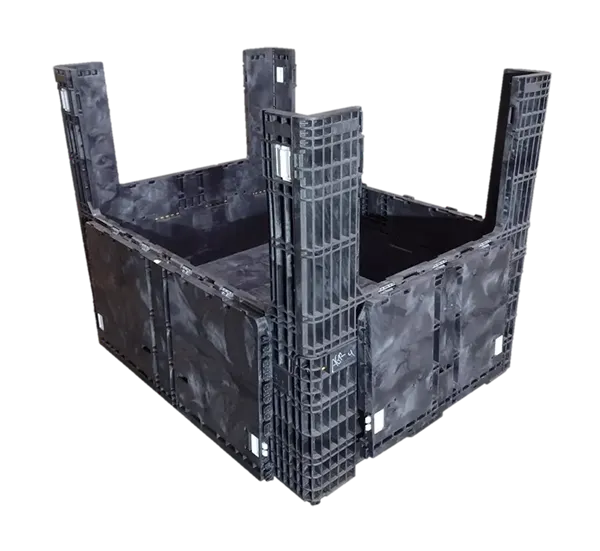 Reconditioned HPJ Industries 65" x 48" x 50" All Black All Good Runner Bulk Container - 4 Drop Doors - Image 3