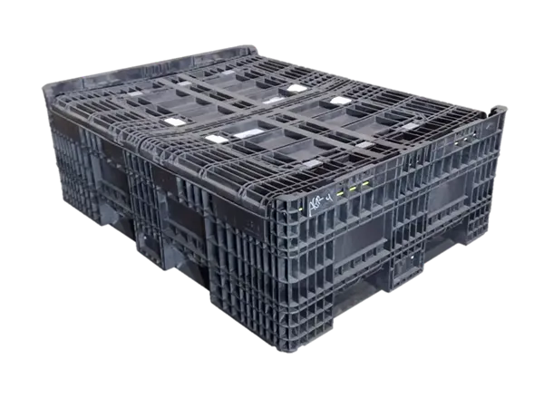Reconditioned HPJ Industries 65" x 48" x 50" All Black All Good Runner Bulk Container - 4 Drop Doors - Image 2