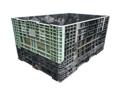 Reconditioned HPJ Industries 70" x 48" x 34" Mixed Color All Good Runner Bulk Container - 2 Drop Doors 70" Side