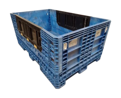 Reconditioned HPJ Industries 78" x 48" x 34" Mixed Color All Good Runner Bulk Container - 2 Drop Doors 78" Side