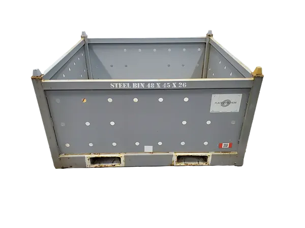 Used HPJ Industries 48" x 45" x 26" Steel Tub No Drop Doors Top Stacking Pegs - Image 3
