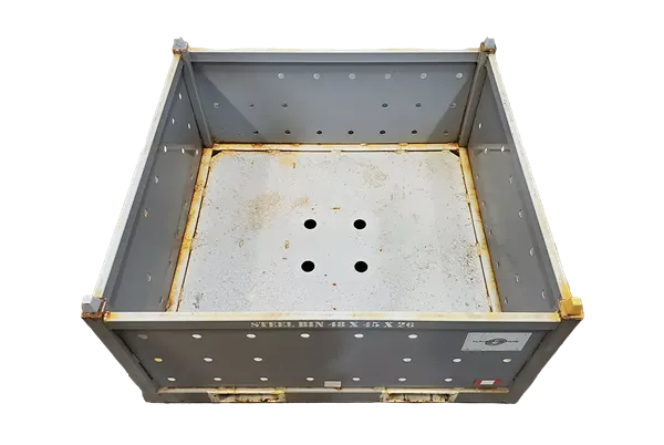 Used HPJ Industries 48" x 45" x 26" Steel Tub No Drop Doors Top Stacking Pegs - Image 2
