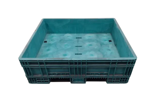 Reconditioned HPJ Industries 56" x 48" x 19" Mixed Color All Good Runner Fixed Wall Bulk Container - Image 4