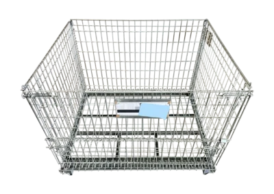 Used HPJ Industries 47" x 39" x 35" Collapsible Galvanized Wire Basket - 1 Drop Door 47" Side