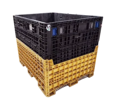 Reconditioned HPJ Industries 62" x 48" x 50" Mixed Color All Good Runner Bulk Container - 2 Drop Doors 48" Side
