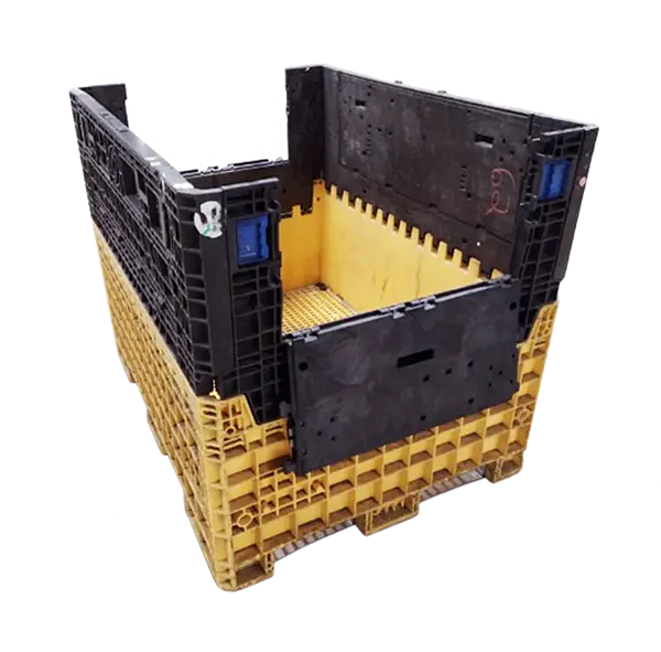 Reconditioned HPJ Industries 62" x 48" x 50" Mixed Color 48" Side Bulk Container - 2 Drop Doors - Image 4