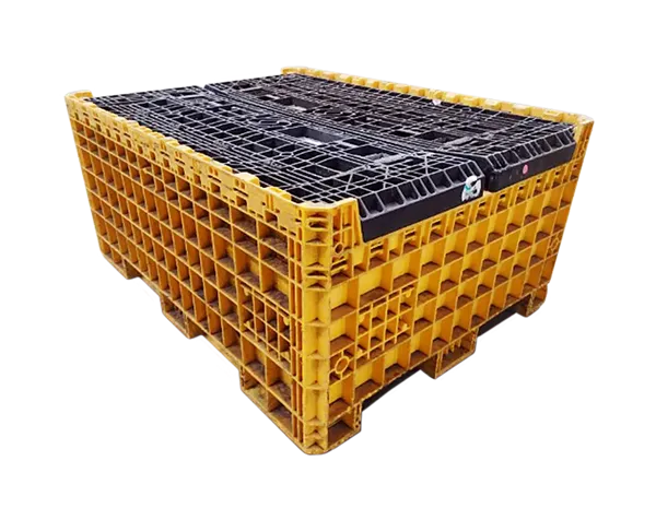 Reconditioned HPJ Industries 62" x 48" x 50" Mixed Color 48" Side Bulk Container - 2 Drop Doors - Image 2