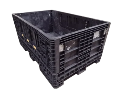 Reconditioned HPJ Industries 78" x 48" x 34" All Black All Good Runner Bulk Container - 2 Drop Doors 78" Side