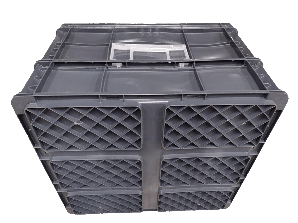 Used HPJ Industries 24" x 22" x 16" Gray Cut/Weld Hand Tote Reinforced Bottom - Image 6