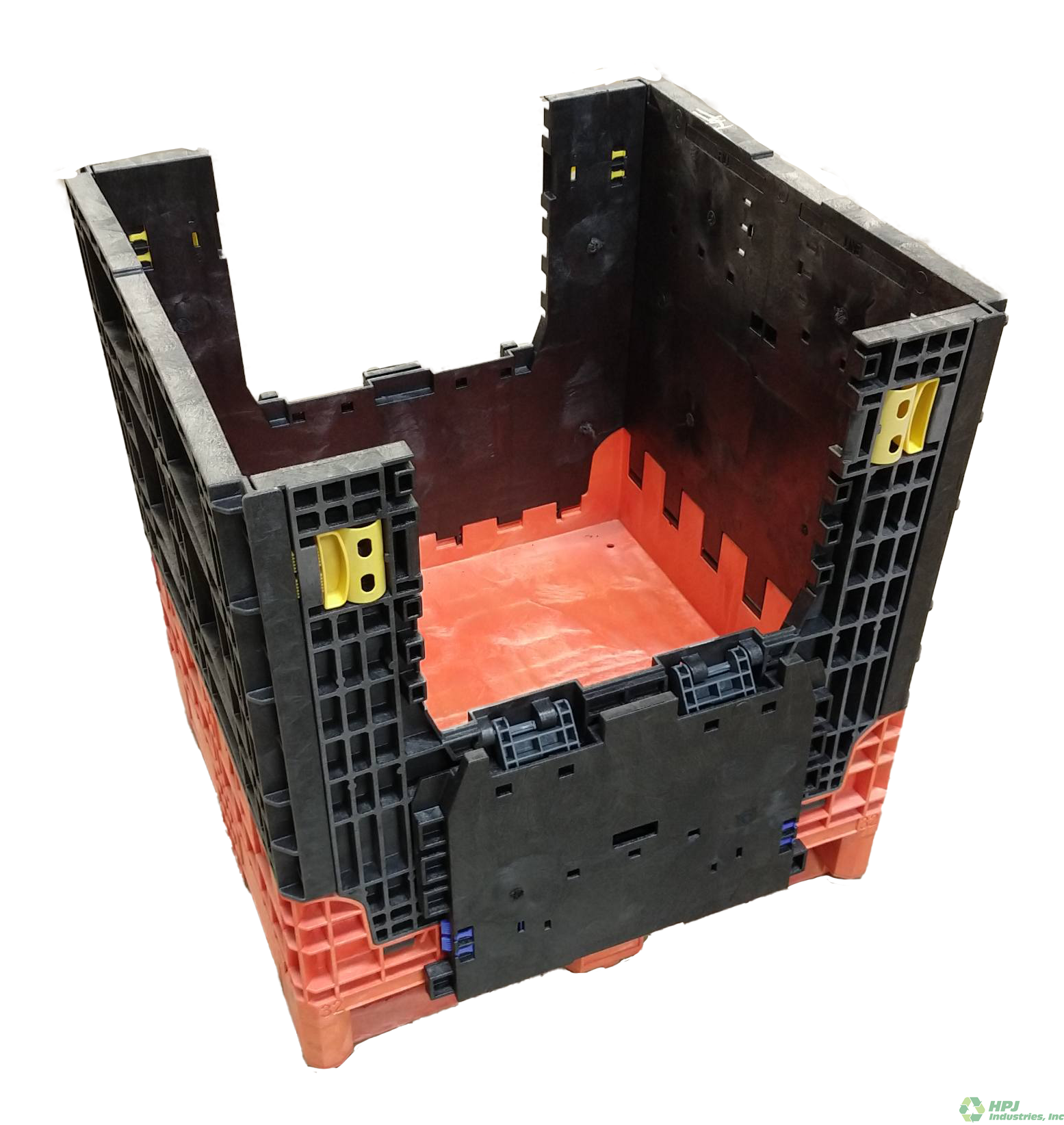 Lightly Used Buckhorn 30" x 32" x 34" Orange Base Black Wall Bulk Container - Image 2