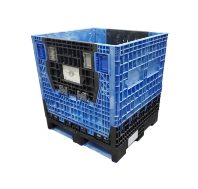 Lightly Used 30" x 32" x 34" Black Base Blue Wall Orbis Bulk Container - 2 Drop Doors