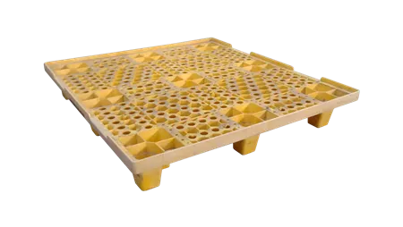 Used HPJ Industries 45" x 48" Yellow Structural Foam 18-Leg Pallet