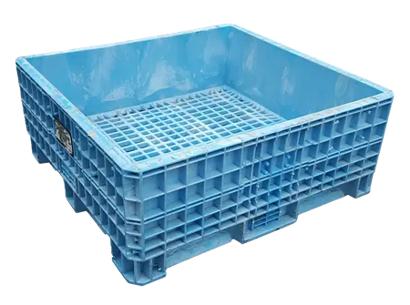 Reconditioned HPJ Industries 45" x 48" x 19" All Blue Fixed Wall Bulk Container