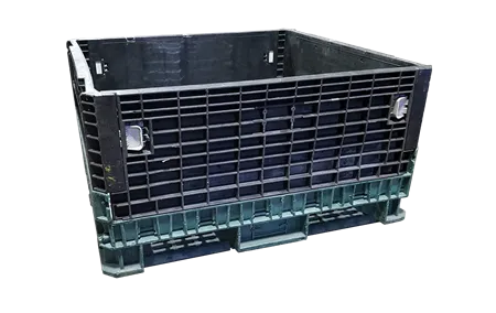 Reconditioned HPJ Industries 45" x 48" x 25" Green Base Black Wall Bulk Container - No Drop Doors