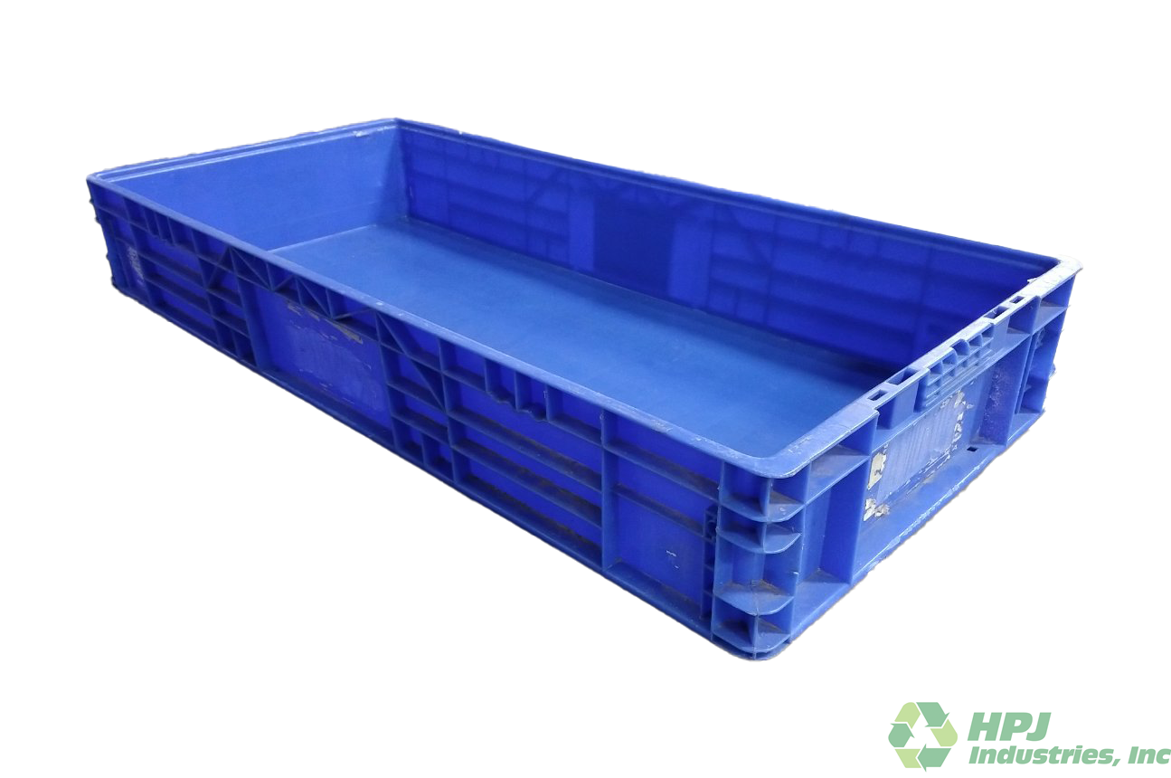 Used HPJ Industries 48" x 22" x 7" Blue Hand Tote Reinforced Bottom