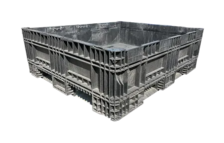 Reconditioned HPJ Industries 56" x 48" x 19" All Black All Good Runner Fixed Wall Bulk Container