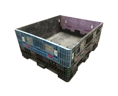 Reconditioned HPJ Industries 56" x 48" x 25" Mixed Color All Good Runner 48" Side Bulk Container - 2 Drop Doors