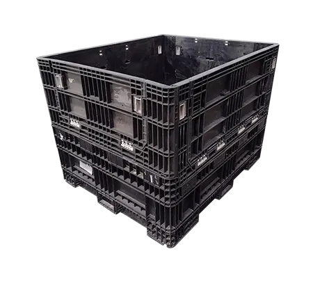 Reconditioned HPJ Industries 56" x 48" x 42" All Black All Good Runner Bulk Container - 2 Drop Doors