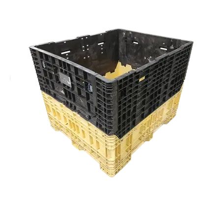 Reconditioned HPJ Industries 57" x 48" x 44" Mixed Color All Good Runner Bulk Container - 2 Drop Doors