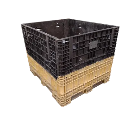 Reconditioned HPJ Industries 57" x 48" x 44" Mixed Color All Good Runner Bulk Container - 4 Drop Doors