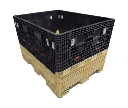 Reconditioned HPJ Industries 64" x 48" x 42" Mixed Color All Good Runner Bulk Container - 4 Drop Doors