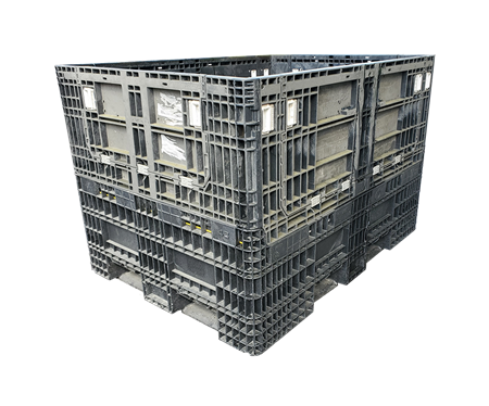 Reconditioned HPJ Industries 64" x 48" x 44" All Black All Good Runner Bulk Container - 4 Drop Doors