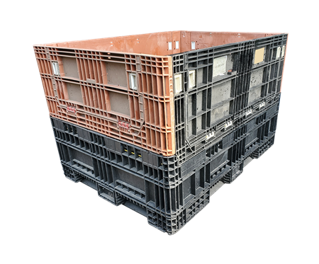 Reconditioned HPJ Industries 64" x 48" x 44" Mixed Color All Good Runner Bulk Container - 4 Drop Doors