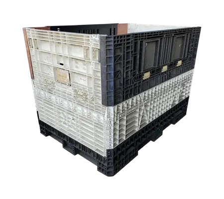 Reconditioned Ropak 70" x 48" x 50" Mixed Color All Good Runner Bulk Container - 4 Drop Doors
