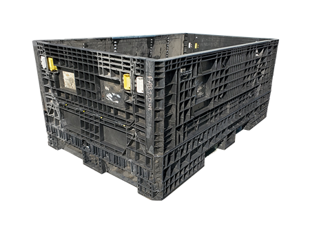 Reconditioned HPJ Industries 78" x 48" x 34" All Black All Good Runner Bulk Container - 2 Drop Doors 48" Side