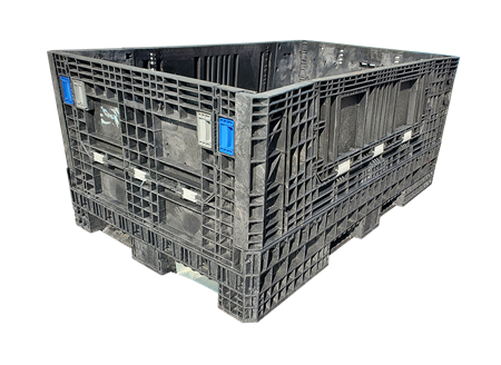 Reconditioned HPJ Industries 78" x 48" x 34" All Black All Good Runner Bulk Container - 4 Drop Doors