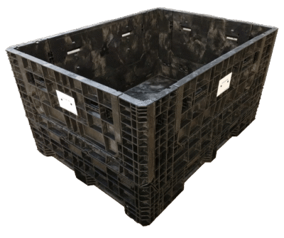 Lightly Used Buckhorn 64" x 48" x 34" All Black Bulk Container - 4 Drop Doors