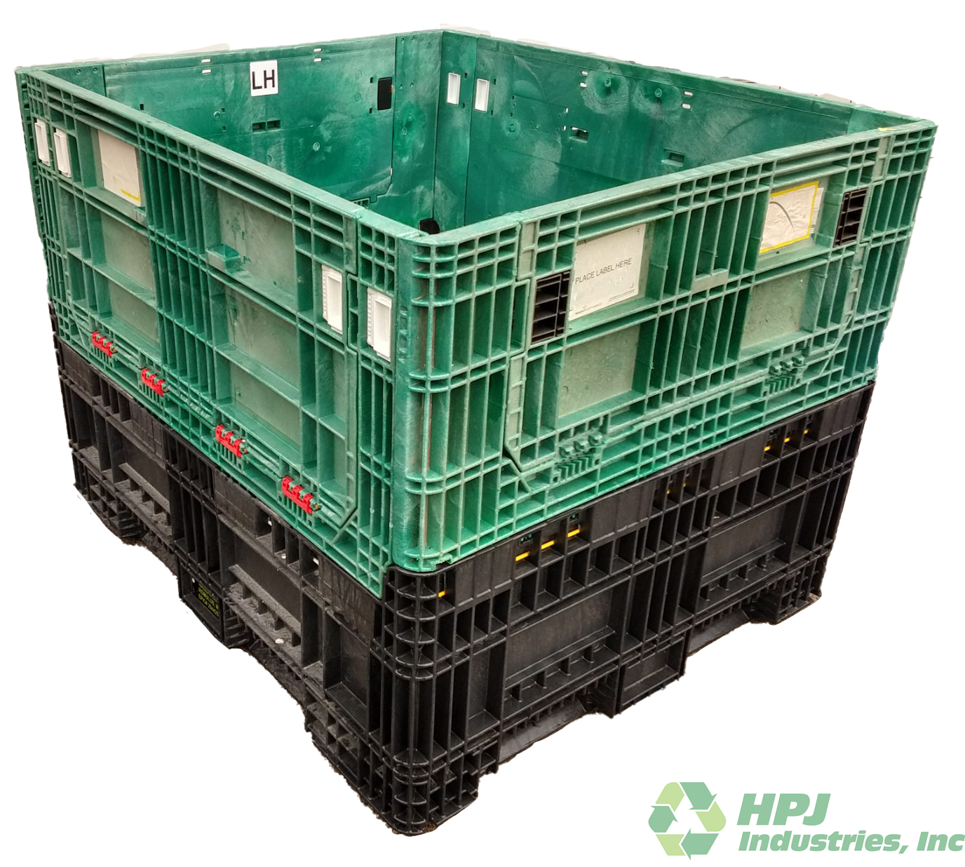 Reconditioned HPJ Industries 56" x 48" x 42" Mixed Color Bulk Container - 2 Drop Doors