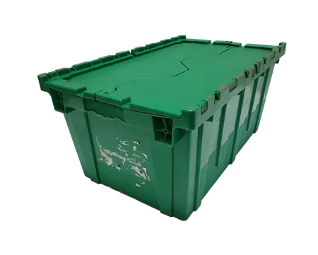 Used HPJ Industries 27" x 17" x 12" Green Flip Top Hand Tote Smooth Bottom