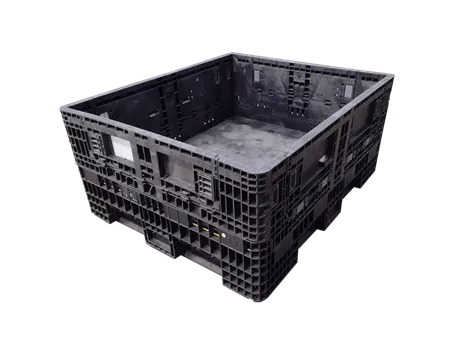 Reconditioned HPJ Industries 56" x 48" x 25" All Black All Good Runner Bulk Container - 2 Drop Doors 56" Side