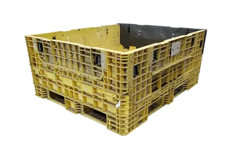 Reconditioned HPJ Industries 57" x 48" x 25" Mixed Color All Good Runner Bulk Container - 4 Drop Doors