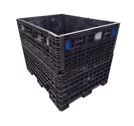 Reconditioned Ropak 64" x 48" x 50" All Black All Good Runner Bulk Container - 2 Drop Doors 64" Side