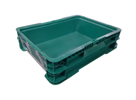 Used HPJ Industries 15" x 12" x 4" Green Hand Tote Smooth Bottom