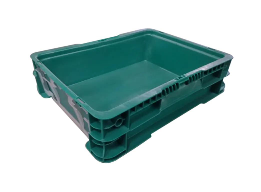 Used HPJ Industries 15" x 12" x 4" Green Hand Tote Smooth Bottom