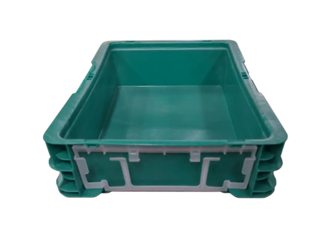 Used HPJ Industries 15" x 12" x 4" Green Hand Tote Smooth Bottom - Image 5