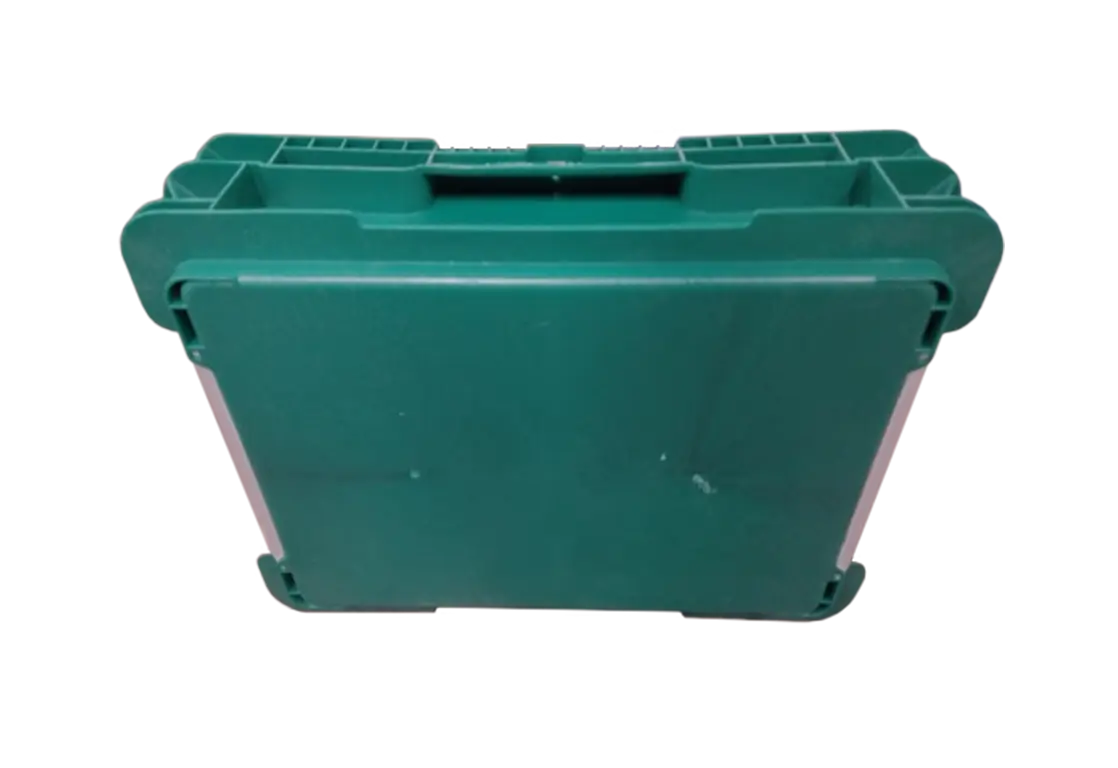 Used HPJ Industries 15" x 12" x 4" Green Hand Tote Smooth Bottom - Image 2