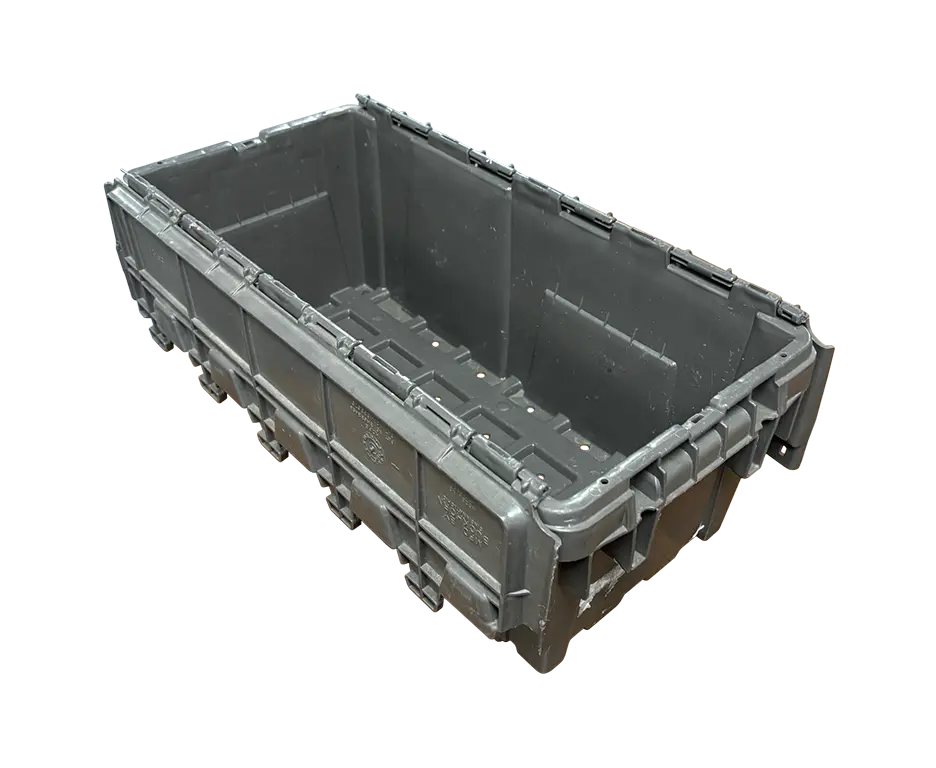 Used HPJ Industries 24" x 11" x 14" Gray Flip Top Hand Tote Smooth Bottom - Image 4