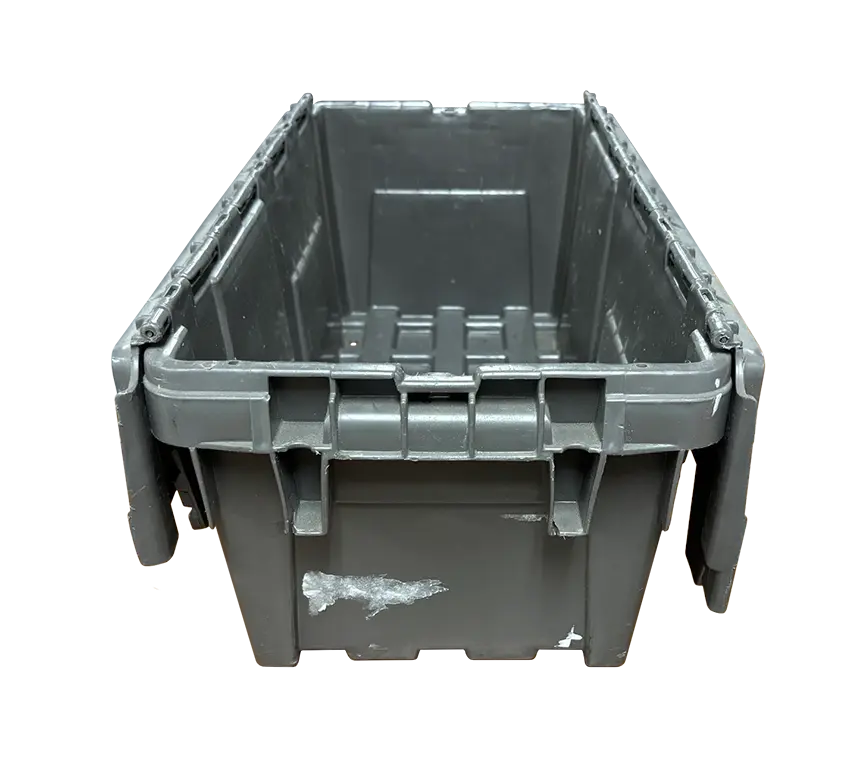 Used HPJ Industries 24" x 11" x 14" Gray Flip Top Hand Tote Smooth Bottom - Image 5